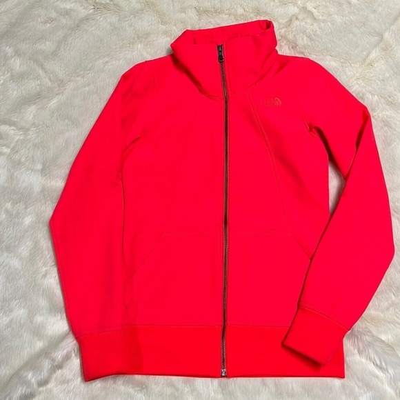 The North Face Jackets & Blazers - The North Face Womens Neon Pink Full Zip Funnel Neck Track Jacket Textured Logo‎